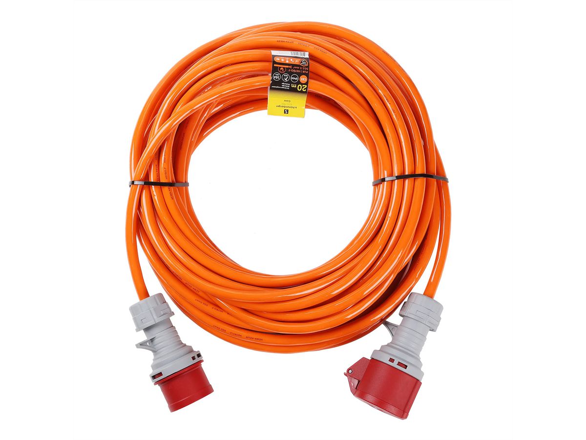 Verlängerung CEE 5P 16A IP44 , 20m EPR-PUR H07BQ-F 5G2.5mm2 , orange