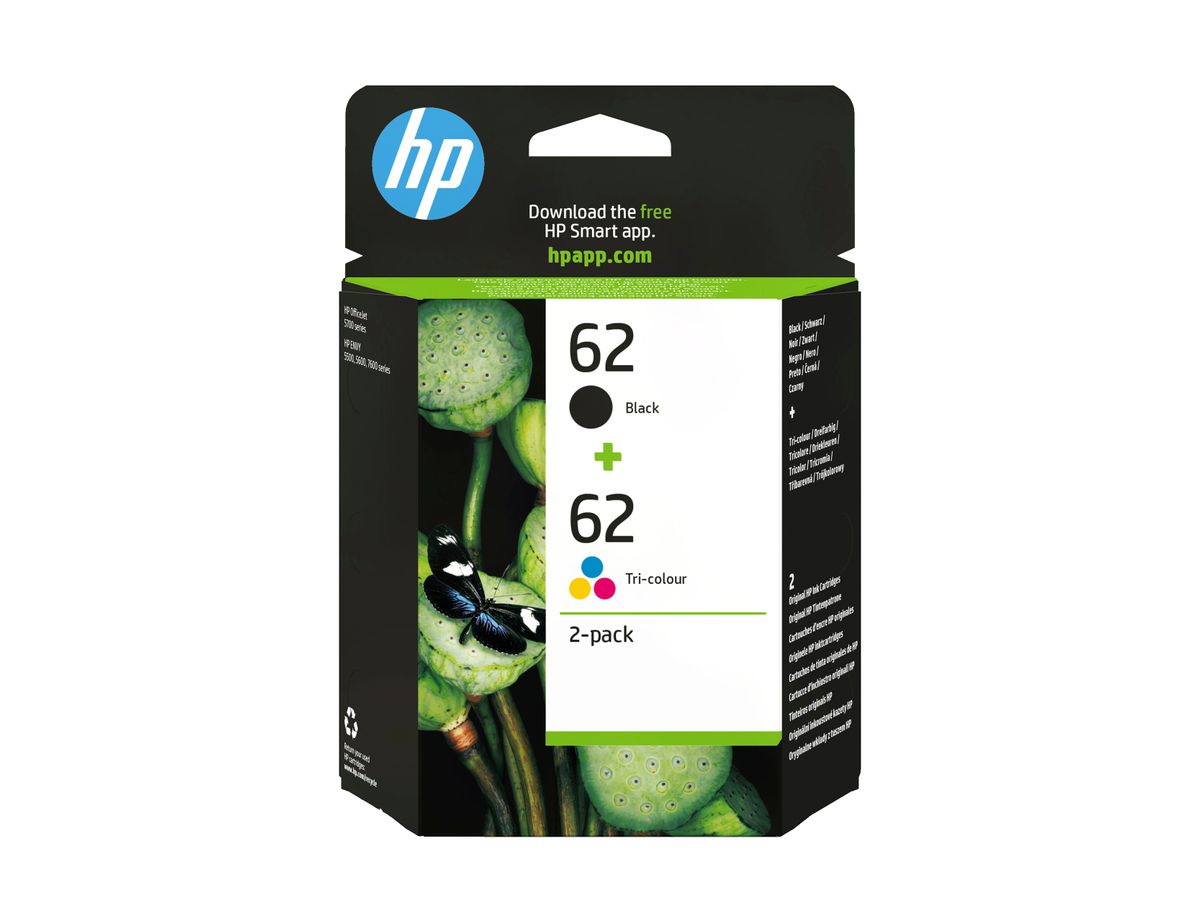 HP 62 2er-Pack Schwarz/Cyan/Magenta/Gelb Original Druckerpatronen