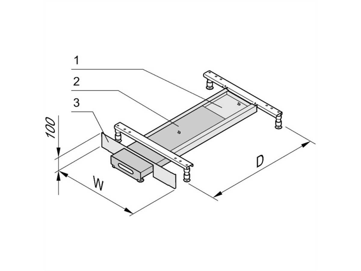 SCHROFF Kippschutz ausziehbar - KIPPSCHUTZ 800B 1000T RAL7021