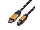 ROLINE GOLD USB 3.2 Gen 1 Kabel, Typ A-B, Retail Blister, 0,8 m