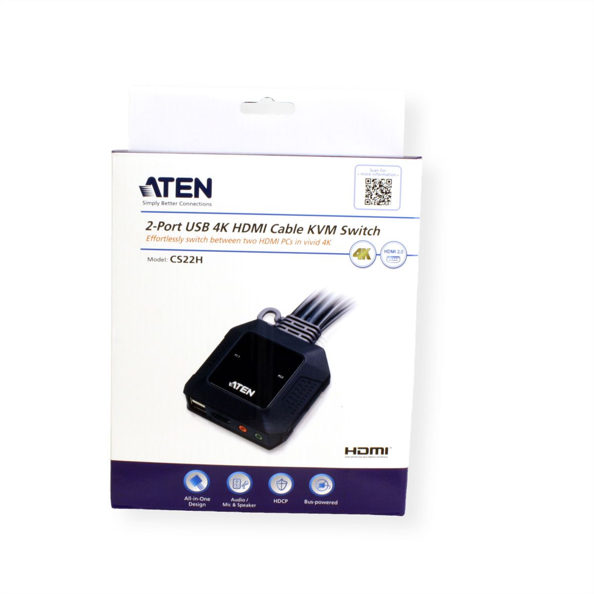 ATEN CS22H 2-Port USB 4K HDMI KVM Switch