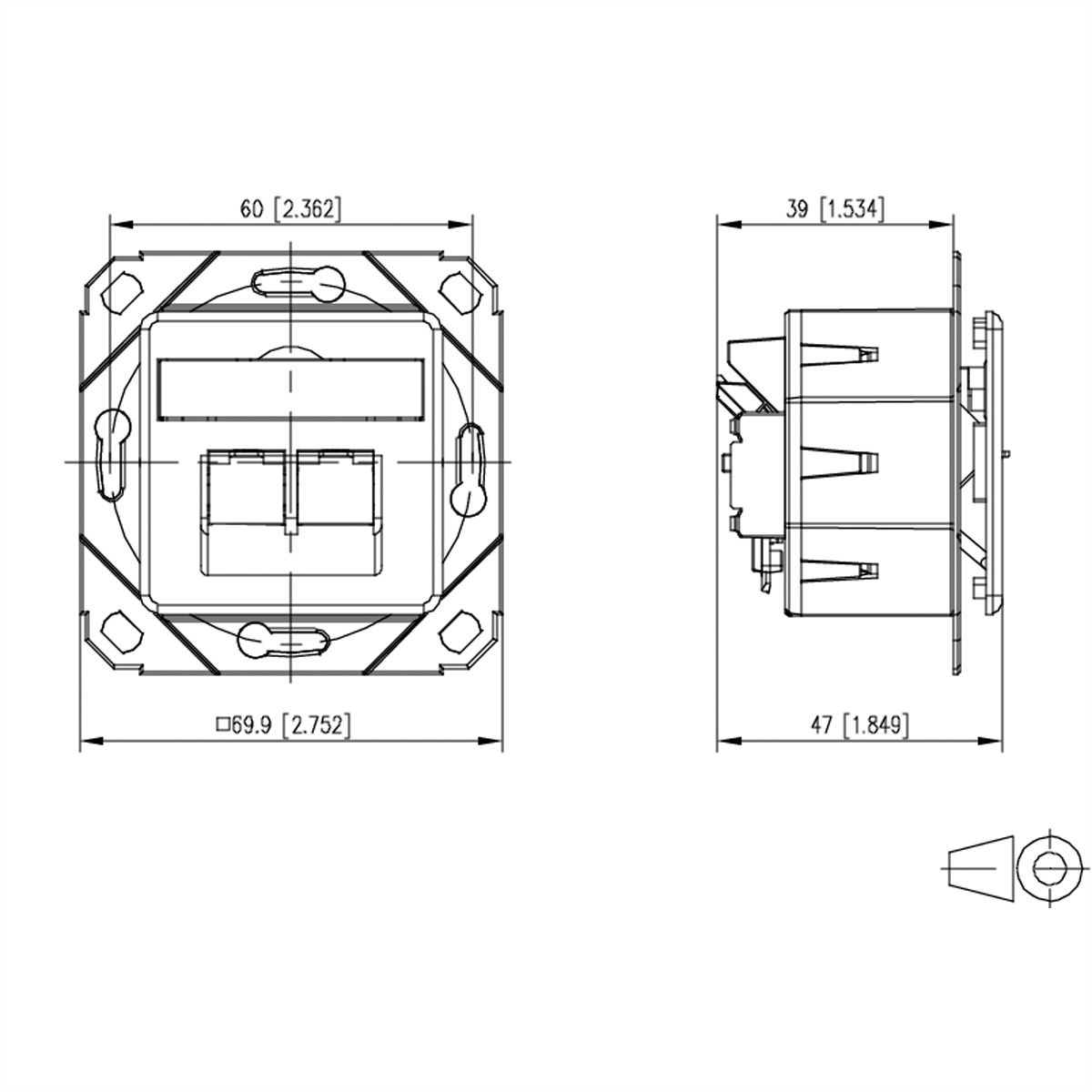 METZ CONNECT E-DAT C6A LSA++ Dose, 2 Port, UPk, reinweiß