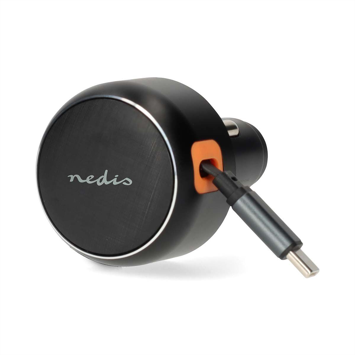 Nedis Auto-Ladegerät – 30 W mit aufrollbarem USB-C-Kabel, car charger 30W - Dunkel Grau