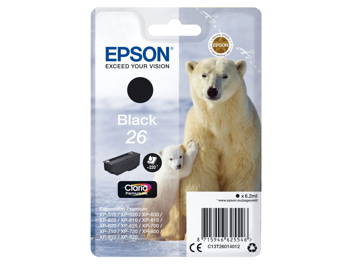 Epson Singlepack Black 26 Claria Premium Ink