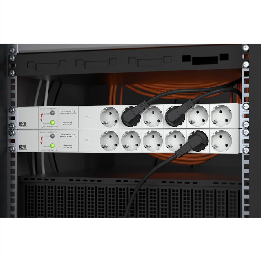 BACHMANN Bâti de prises 19" 6x avec GVS sans interrupteur