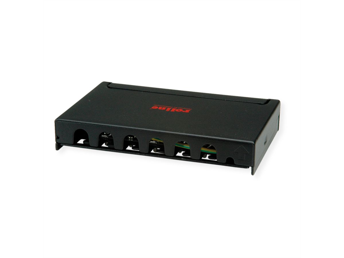 ROLINE Mini-Patchpanel, Cat.6A (Class EA), 6x RJ45, 0,5HE, geschirmt, schwarz
