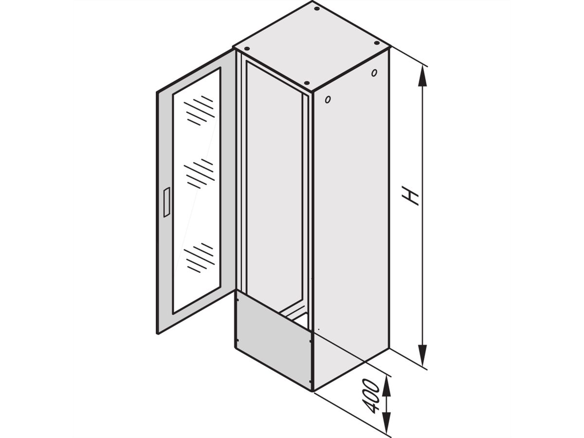 SCHROFF Anschlussplatte für verkürzte Türen /Rückwände, geschlossen, IP 55 - AN.PLATTE IP55 400H800B 7021