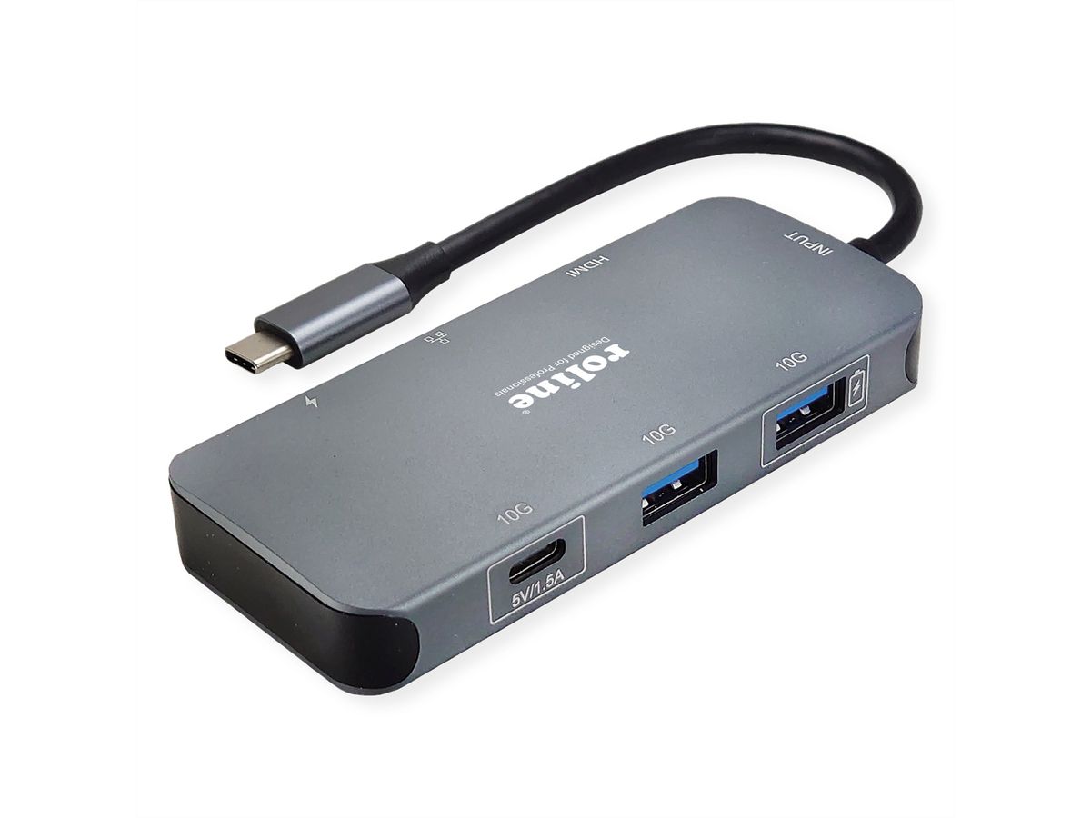 ROLINE USB 3.2 Gen 2 Typ C Multiport Dockingstation, 4K HDMI, LAN