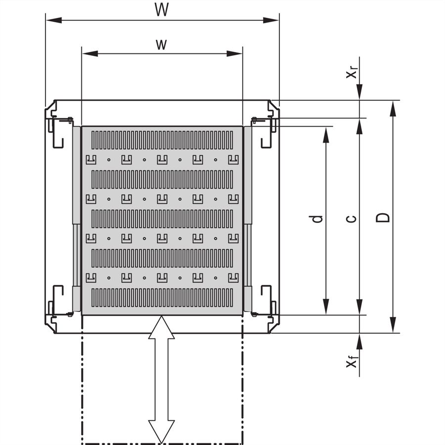 SCHROFF 19''-Fachboden ausziehbar - 19"FA AUS 2HE C=400 VOL 7021