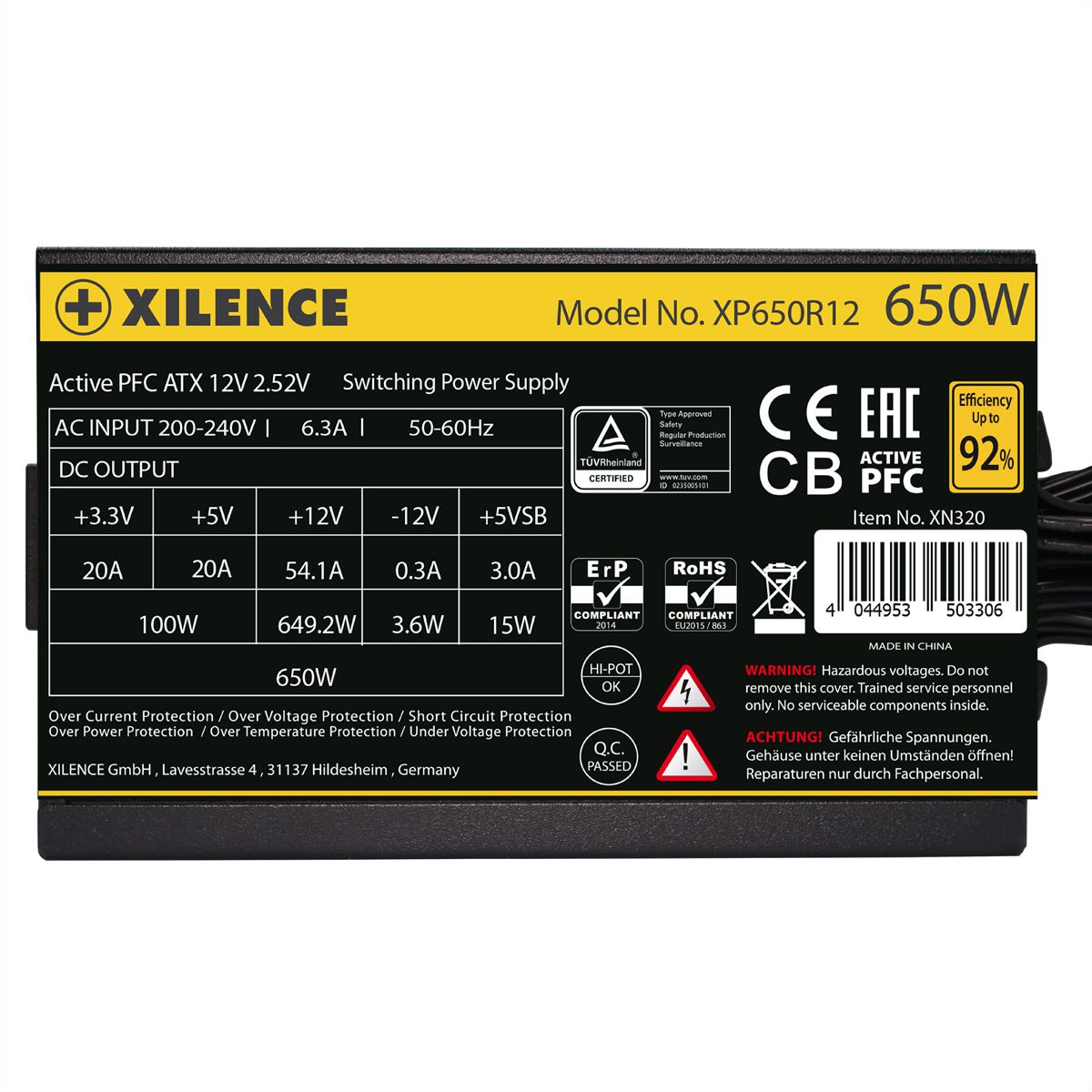 Xilence XP650R12 650W PC Netzteil, Meet 80+ Gold, Gaming, ATX