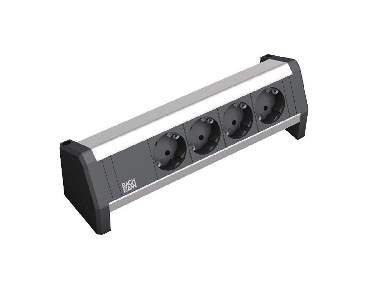 BACHMANN 4x2P+T allemand avec câble fixe 3m, noir, 3 m