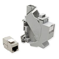 ROLINE Adaptateur de rail DIN pour module Keystone, avec Keystone Cat.6A, blindé, 45°