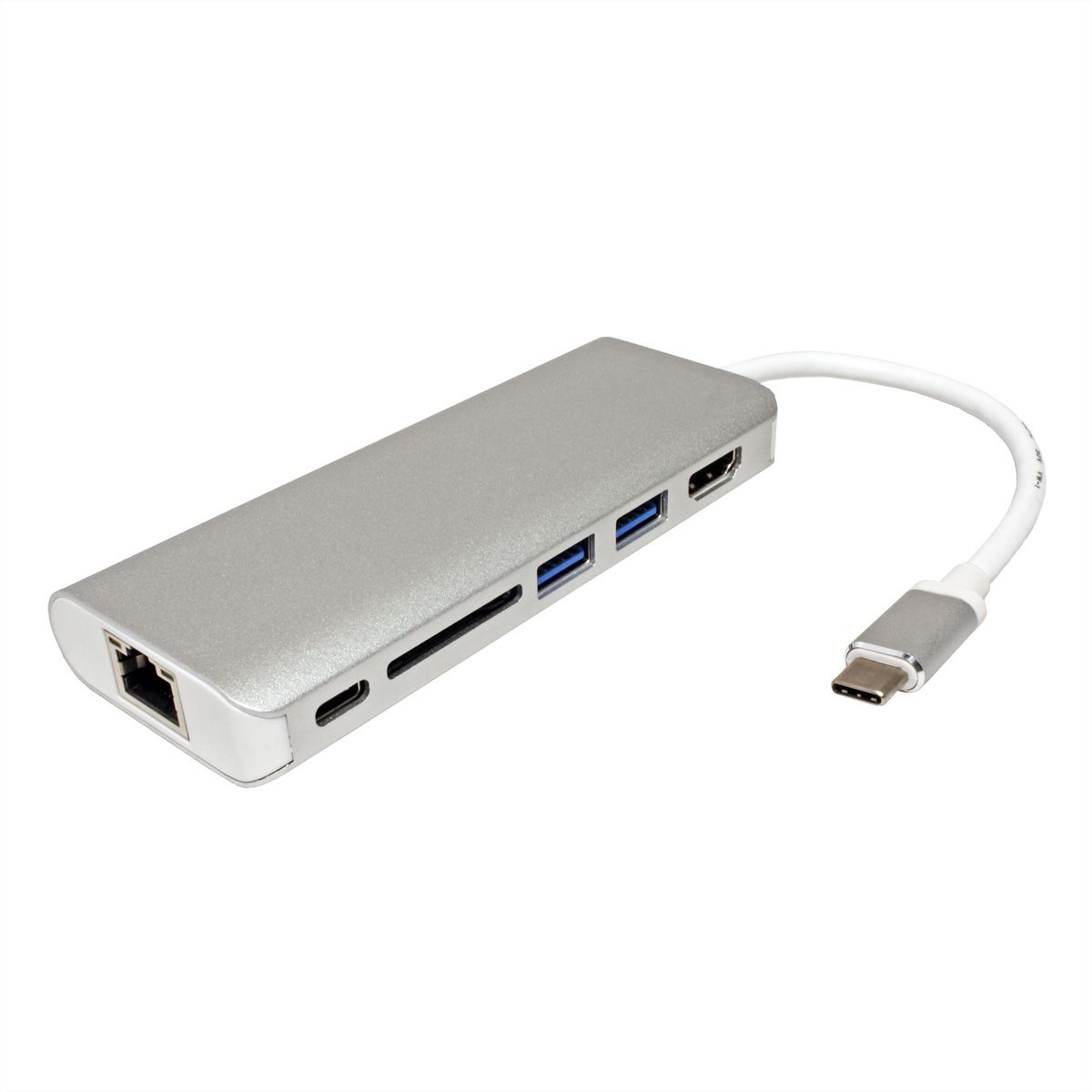 ROLINE Dockingstation USB-C, HDMI 4K, USB, SD/MicroSD, Gigabit Ethernet