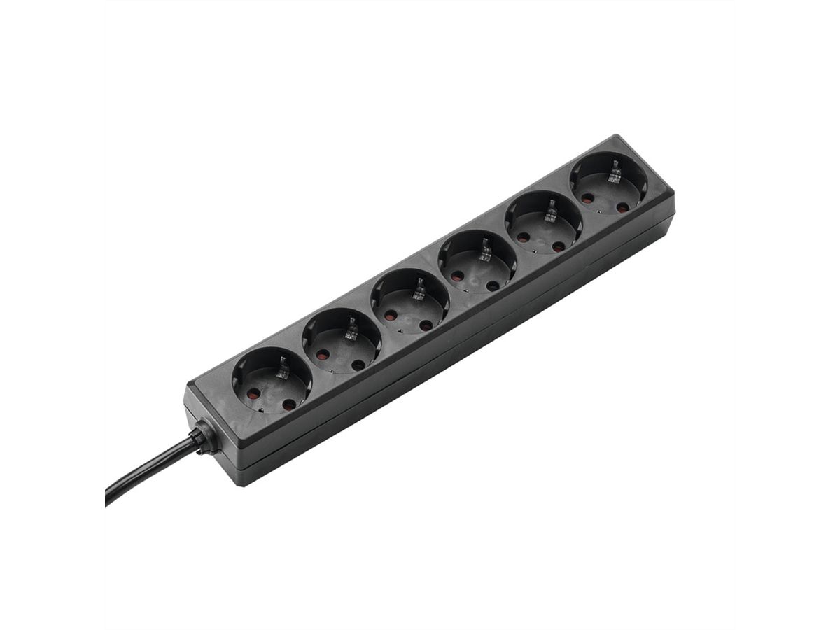 BACHMANN SELLY Bâti de prises 6x contact de protection, 1x CAT6 1x USB3 blanc, noir, 1,5 m