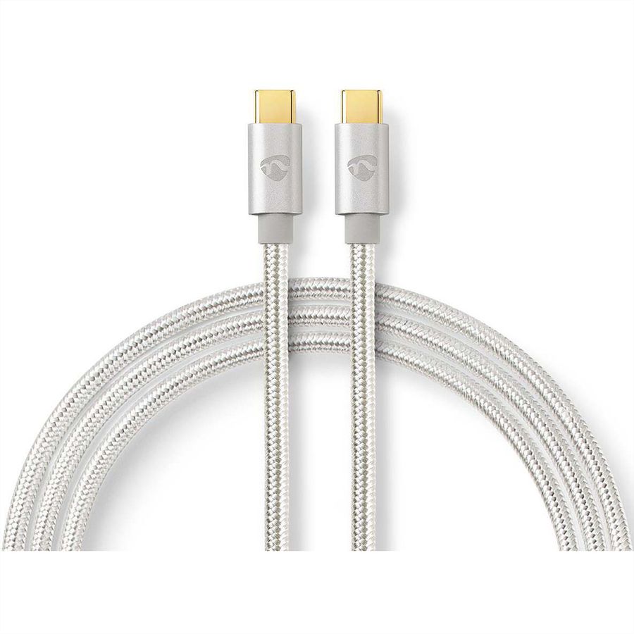 Nedis USB 2.0 Kabel, Typ C-C, ST/ST, 100W, silber, 1m