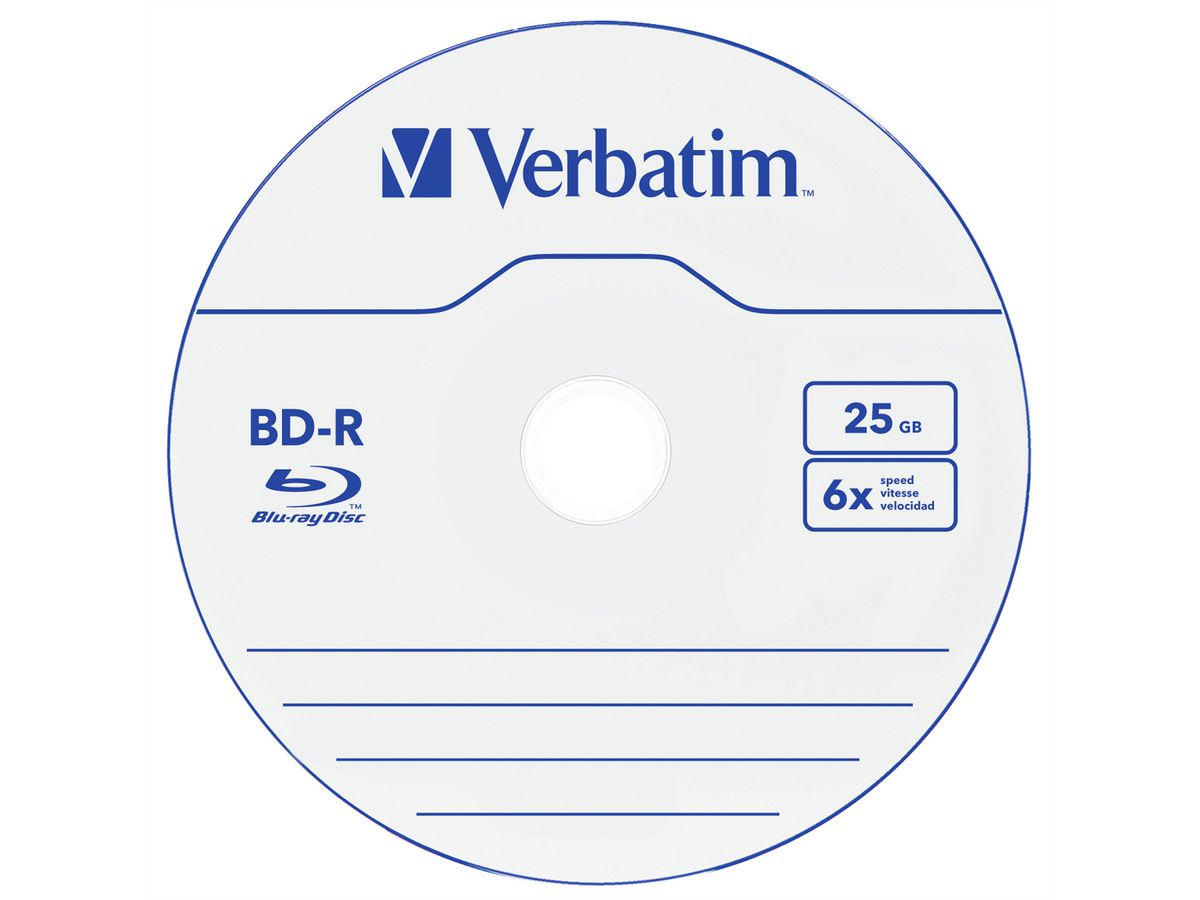 Verbatim BD-R Spindle 25GB 6x 10 Pack
