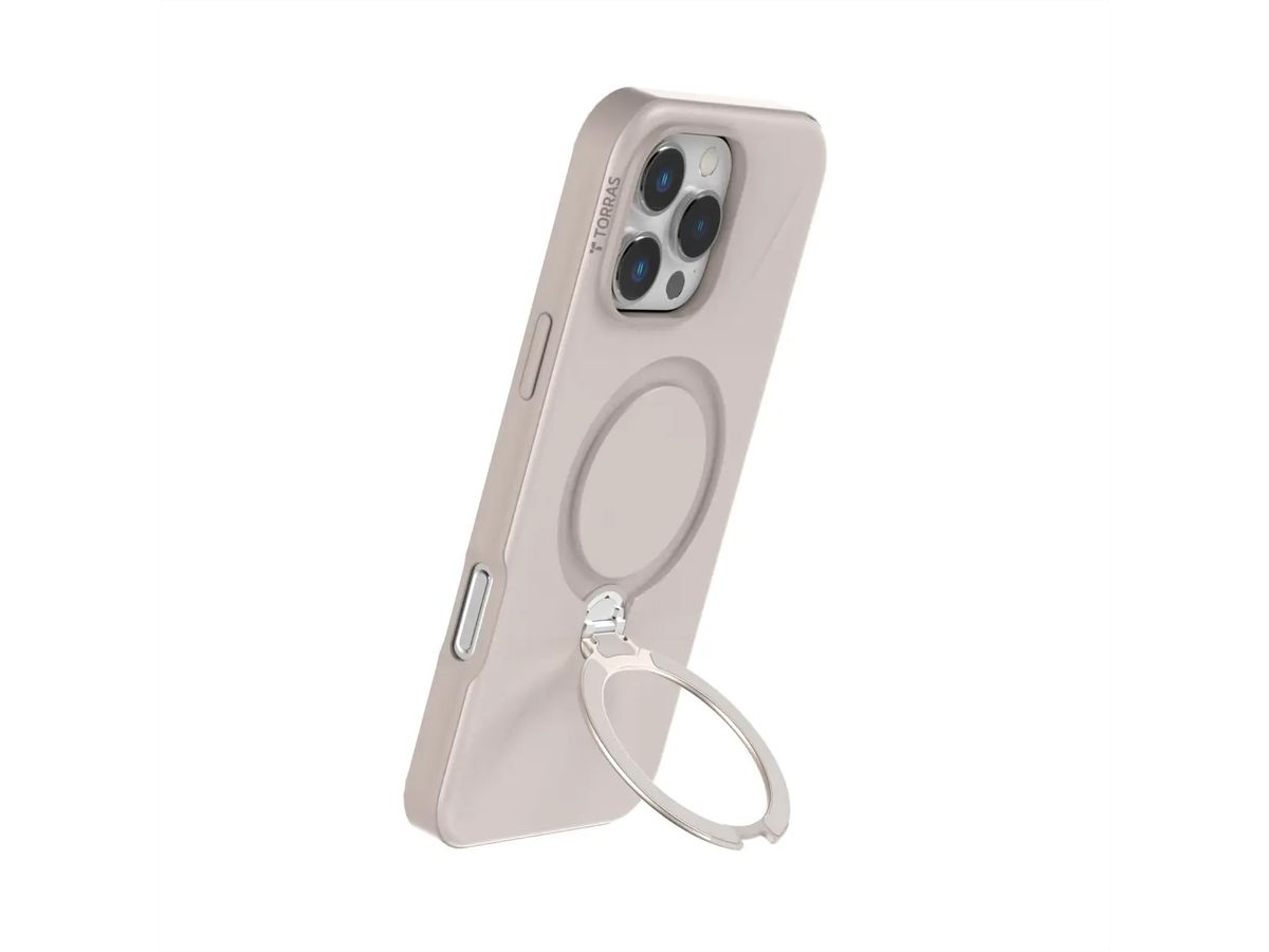 Torras Ostand 360° Spin Fusion Case, iPhone 16 Pro Max, MagSafe, beige
