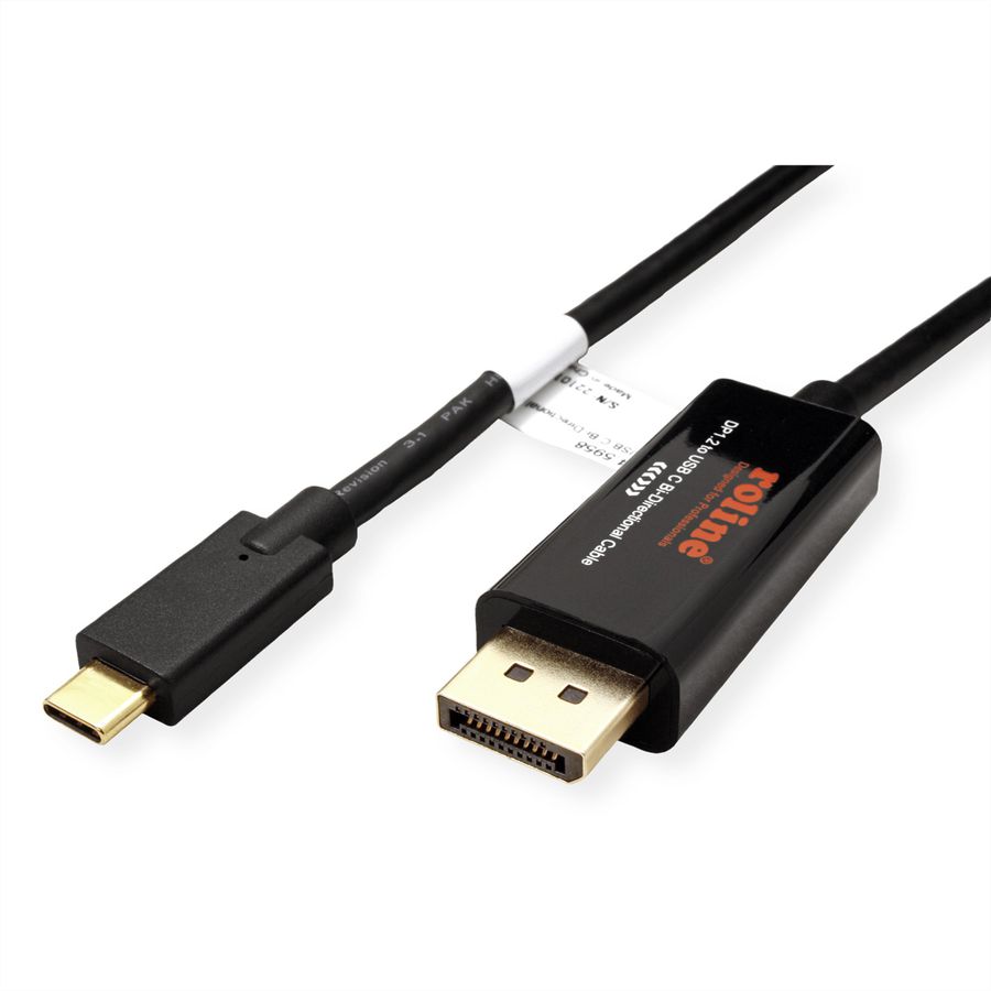 ROLINE Adapterkabel USB-C - DisplayPort, v1.2, bidirektional, ST/ST, 2 m