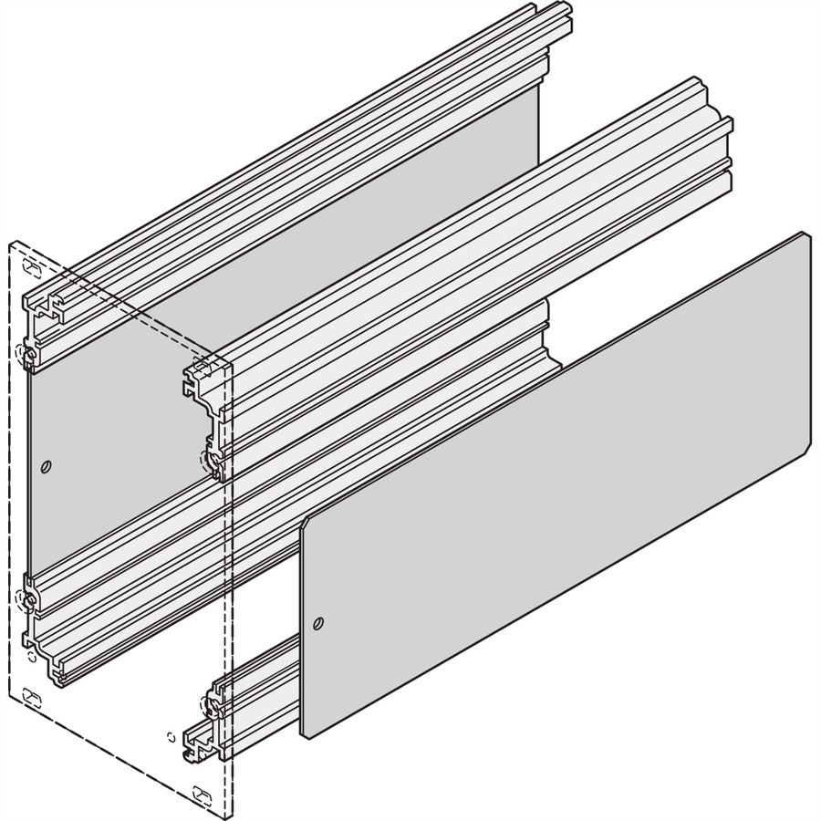 Cadre SCHROFF, type unité enfichable, plaque latérale pour profilé d'angle, 3 U, 227 mm C.I.