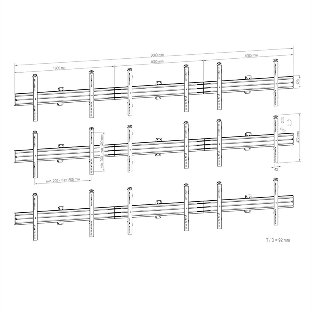 Hagor Wandhalterung CPS Videowall W3x3L 46-55“