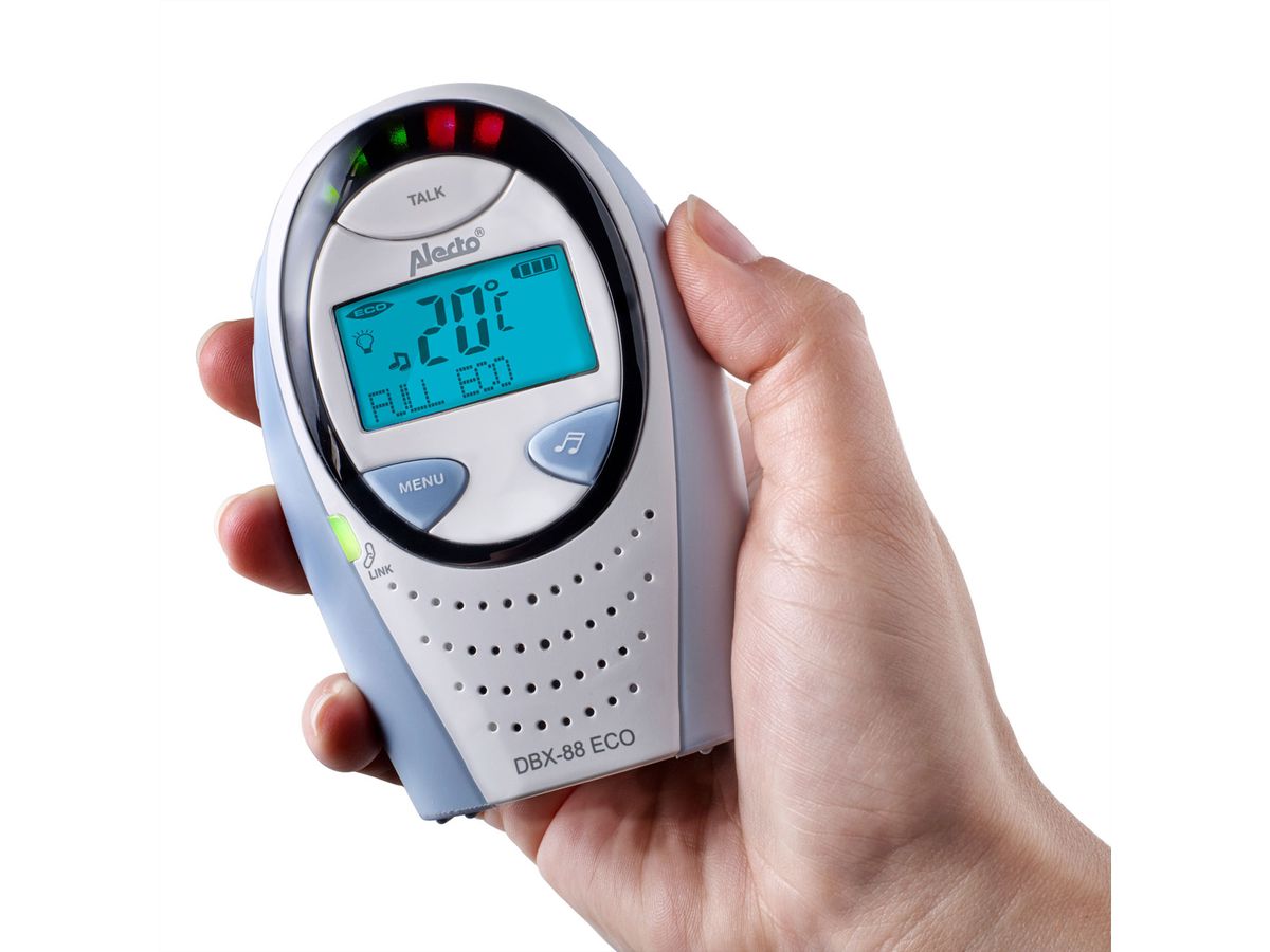 Alecto Full Eco DECT Babyphone DBX-88Eco, Weiss,Blau