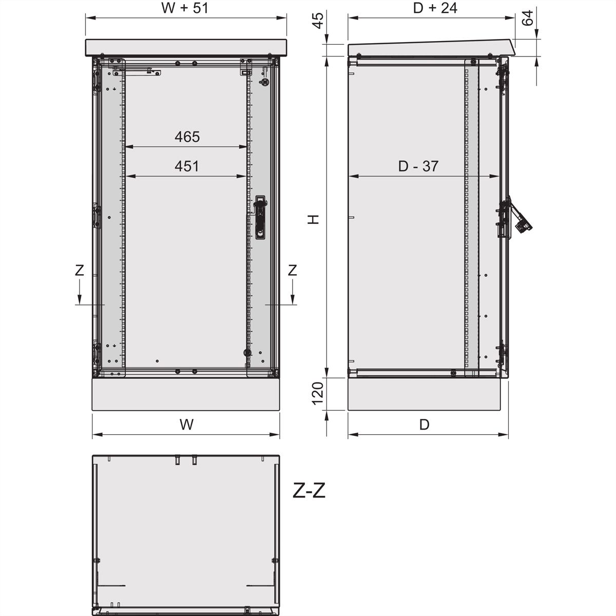 SCHROFF Outdoor Comline ECL Cabinet sans socle, 600H 600W 500D