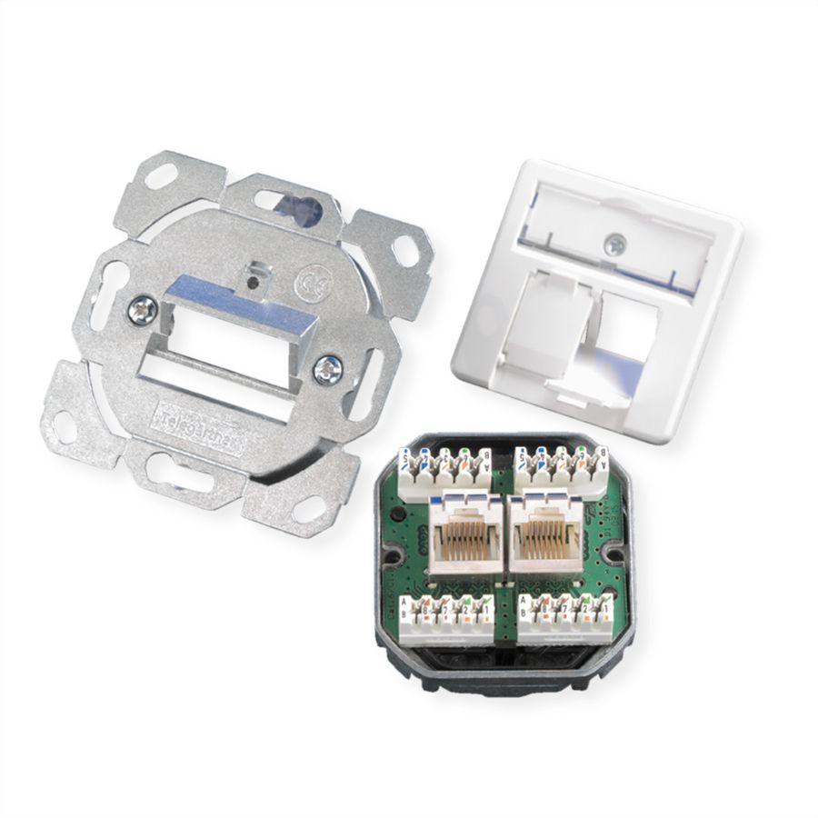 TELEGÄRTNER Dose AMJ45 UP/50 2x RJ-45 Cat.5e (Class D), alpinweiss
