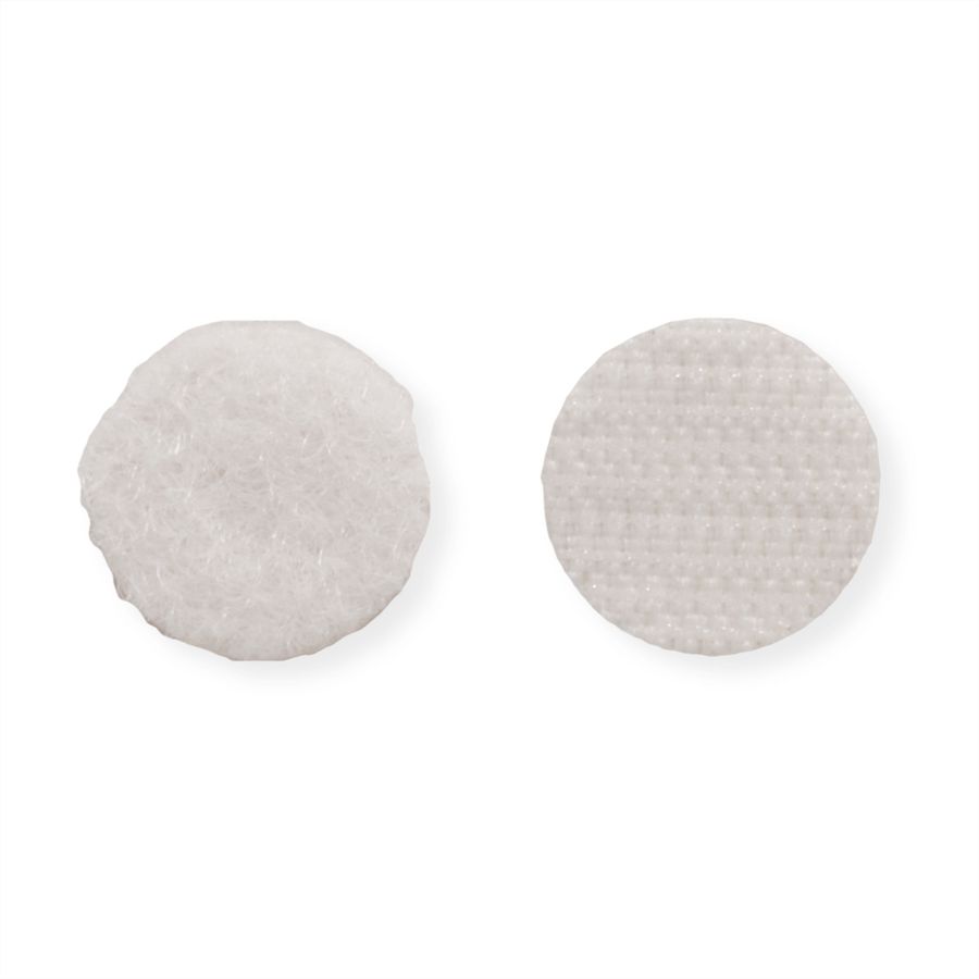 VELCRO® Boutons ronds 16mm x 16 blancs, crochets & velours autocollants