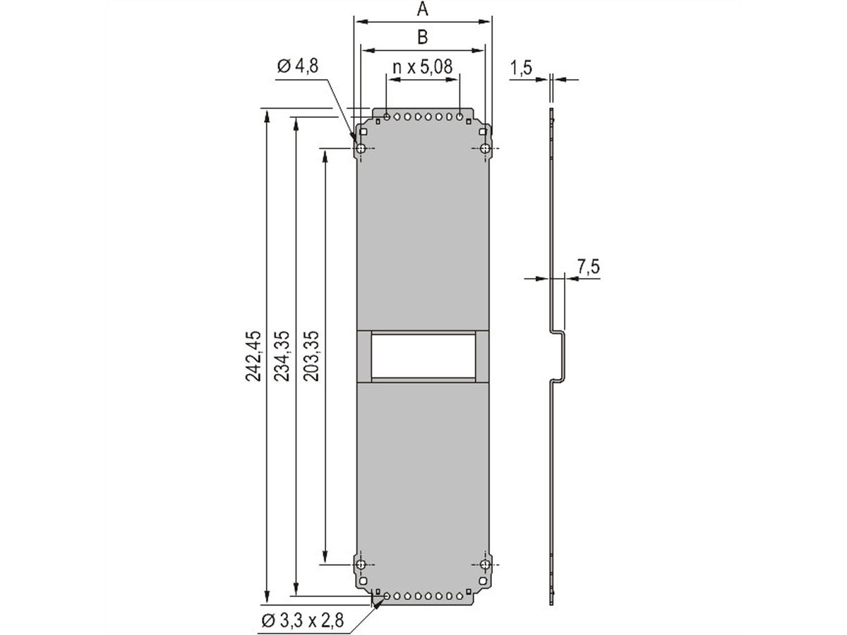 Panneau arrière de l'unité enfichable SCHROFF, uni, 6 U, 10 HP