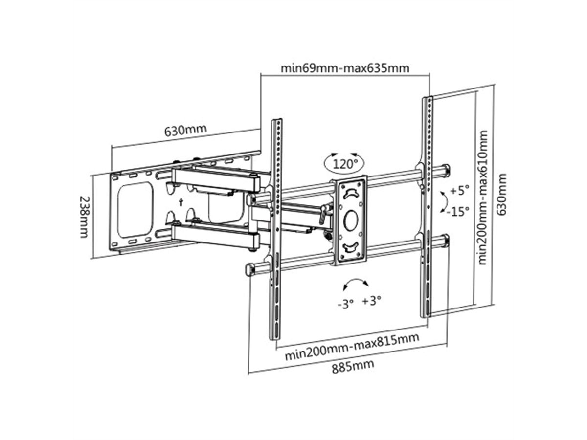 VALUE TV-Wandhalterung, flexibel, 50-90 Zoll, bis 75 kg