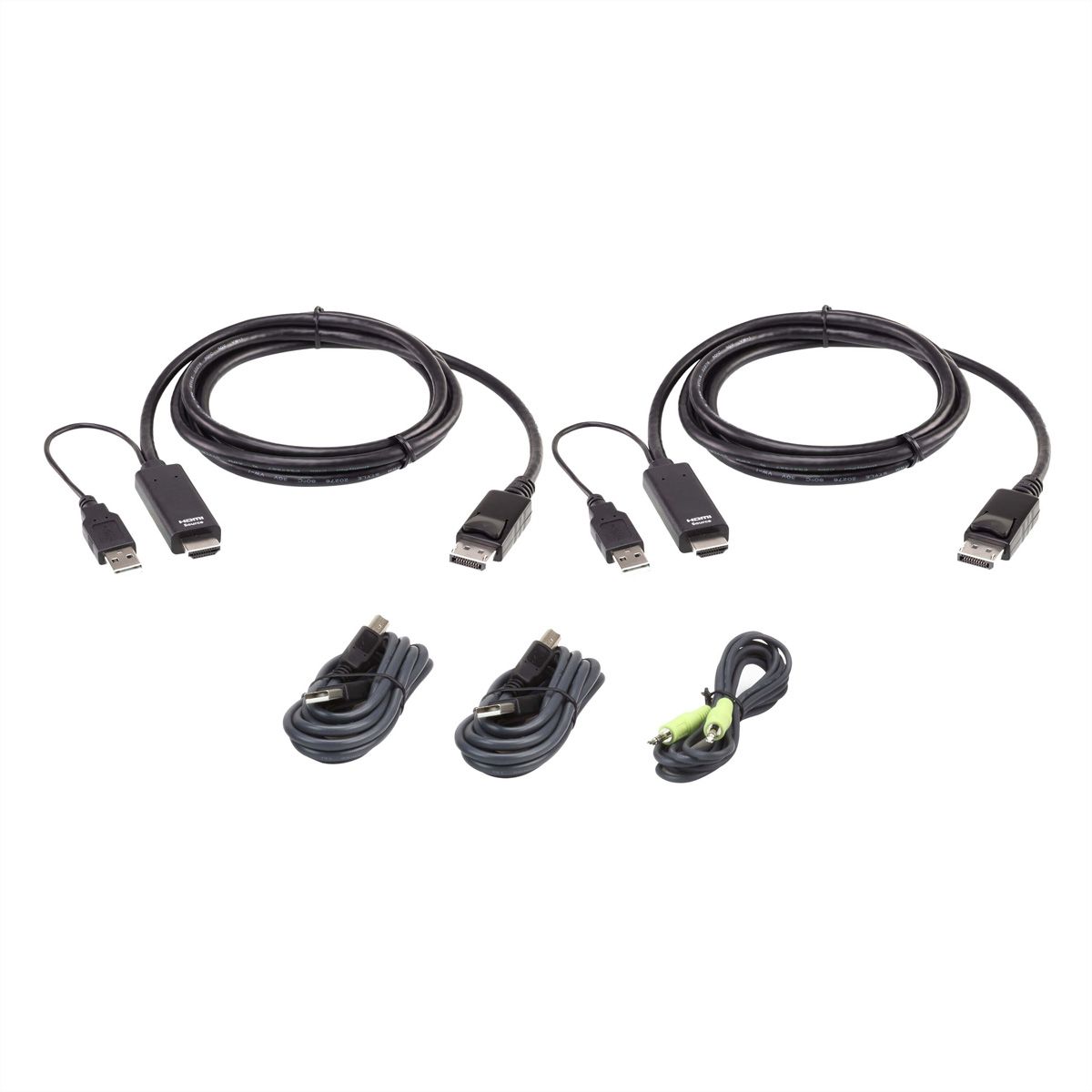 ATEN 2L-7D02UHDPX5 Kit de câbles KVM USB deux affichages sécurisés et universels de 1,8 M