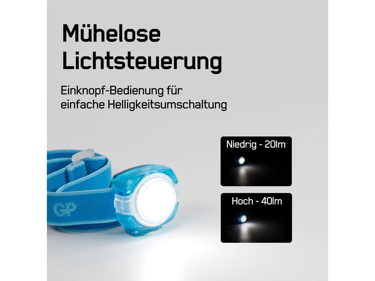 GP Discovery lampe frontale Kids bleu, 40lm