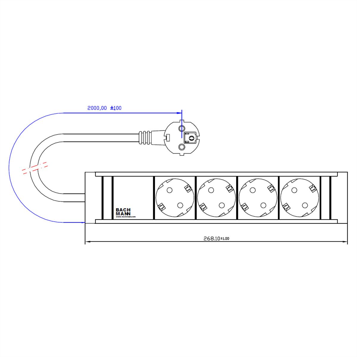 BACHMANN CONNECT LINE 4x contact de protection, H03VV-F 2x0,75mm
