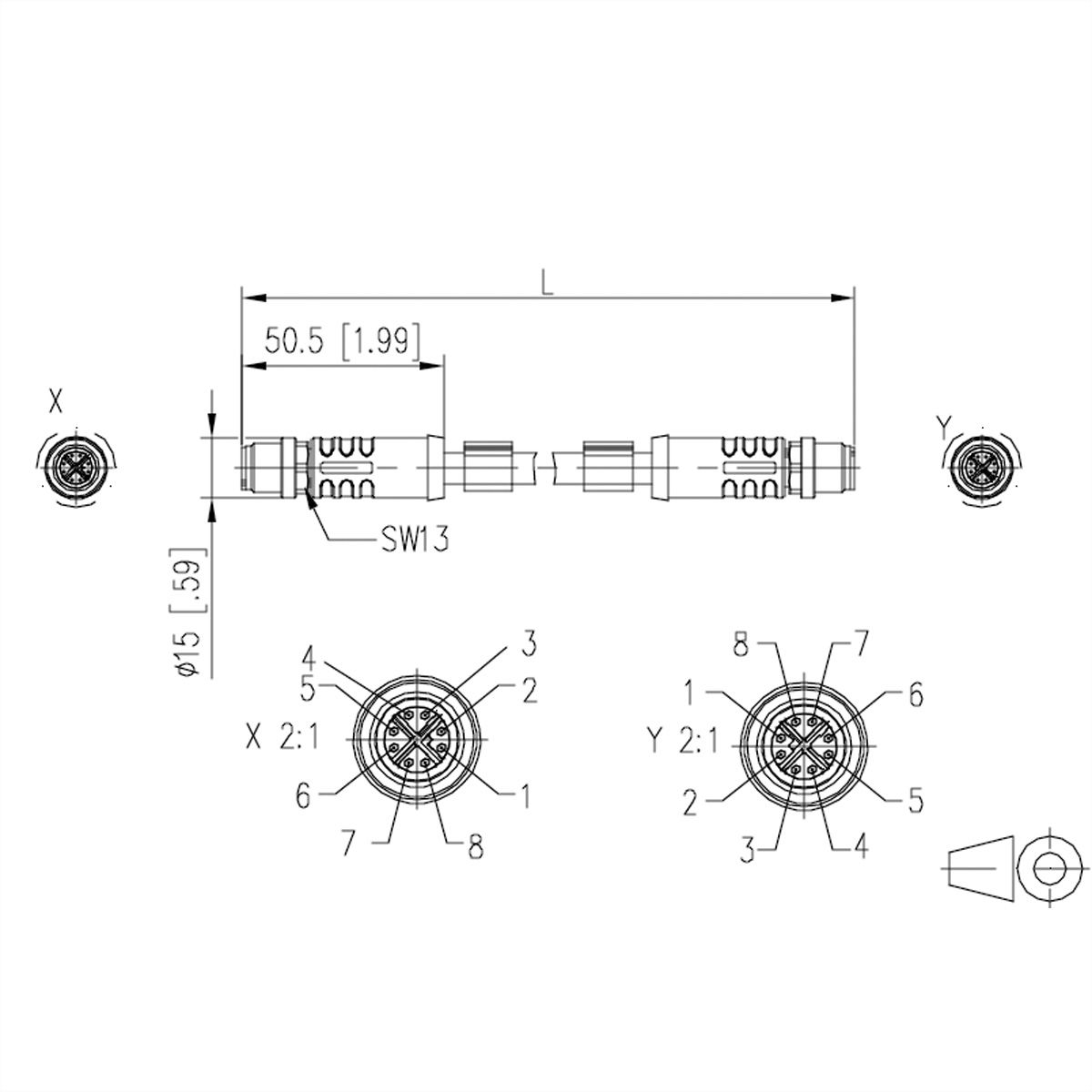 METZ CONNECT Câble Ethernet industriel M12 M/M, codage X, 2 m
