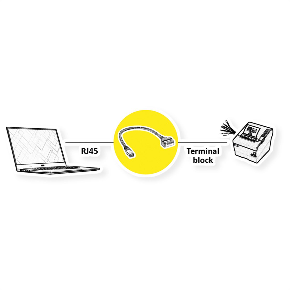 ROLINE Câble adaptateur RJ45 mâle vers bloc terminal, 30 cm