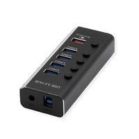 ROLINE Hub Notebook USB 3.2 Gen 1, 4 ports + 1 port chargeur (QC), ports commutables individuellement