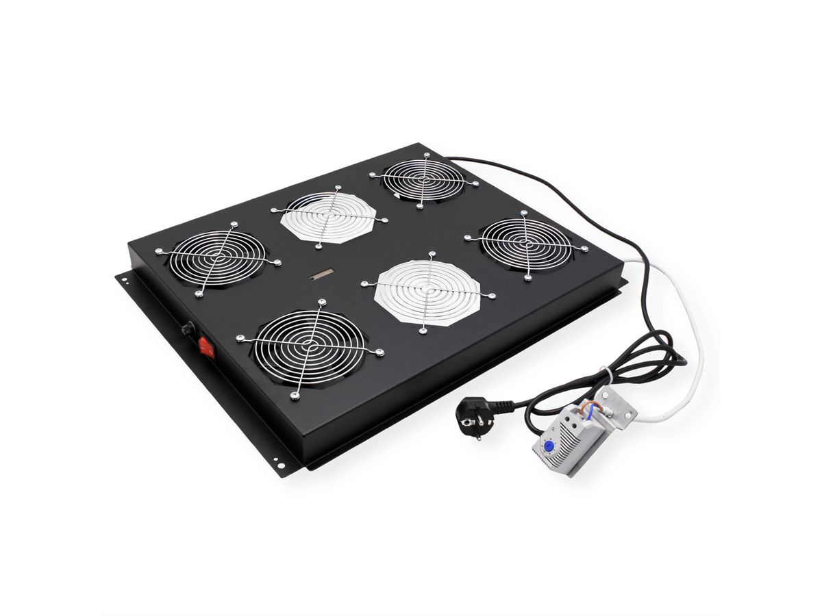 ROLINE 19-Zoll Dachlüftereinheit 4 Lüfter, Thermostat für Serverschrank schwarz