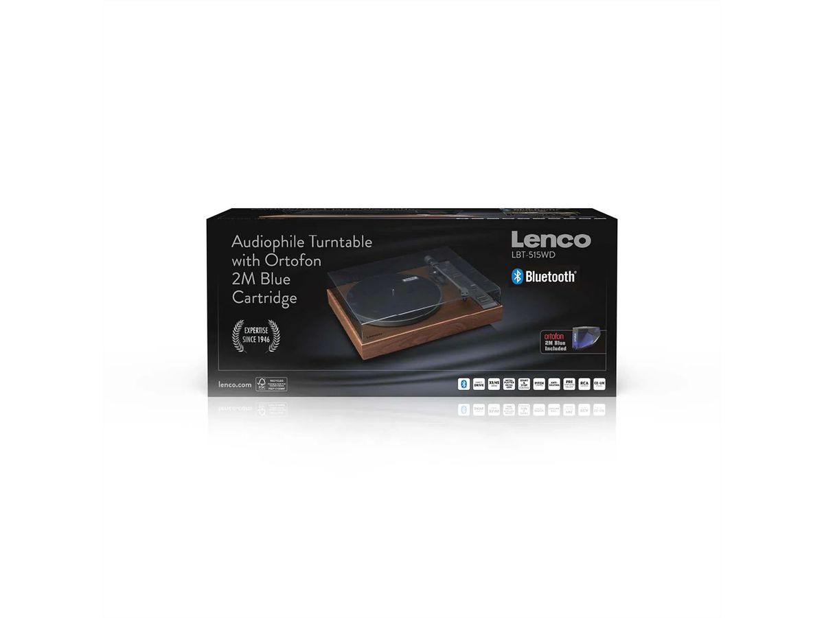 Lenco Plattenspieler LBT-515WD, Holz, BT, inkl. Ortofon 2M Blue