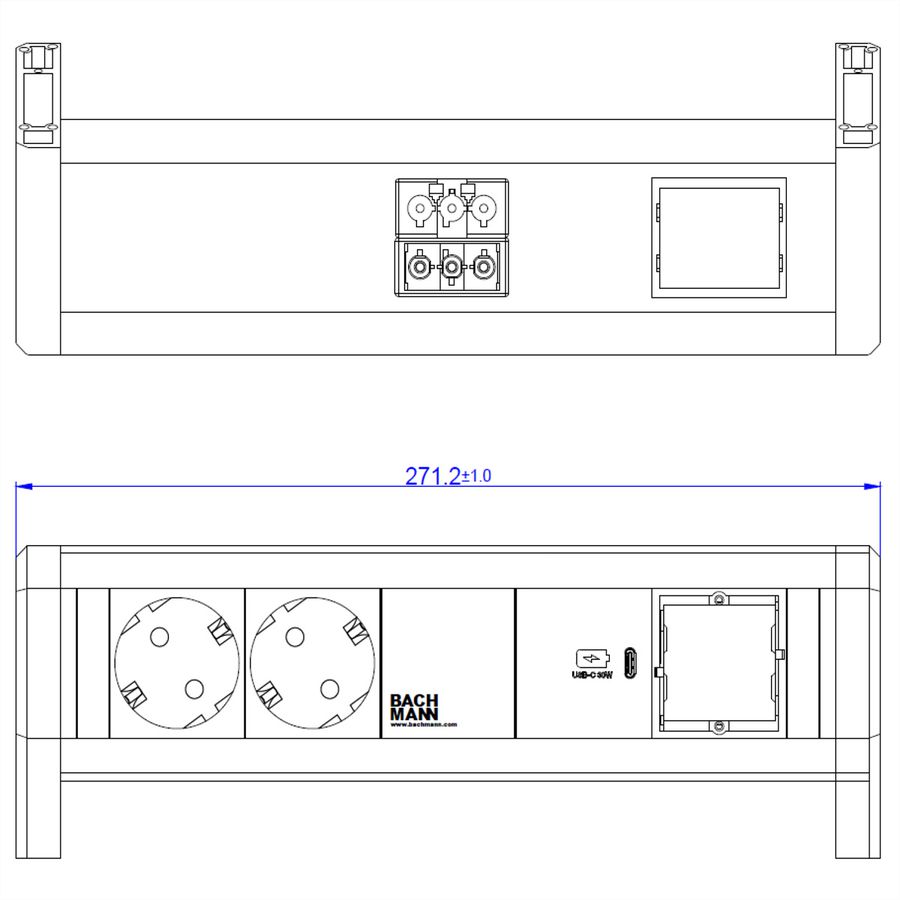 BACHMANN DESK 2x contact de protection USB C