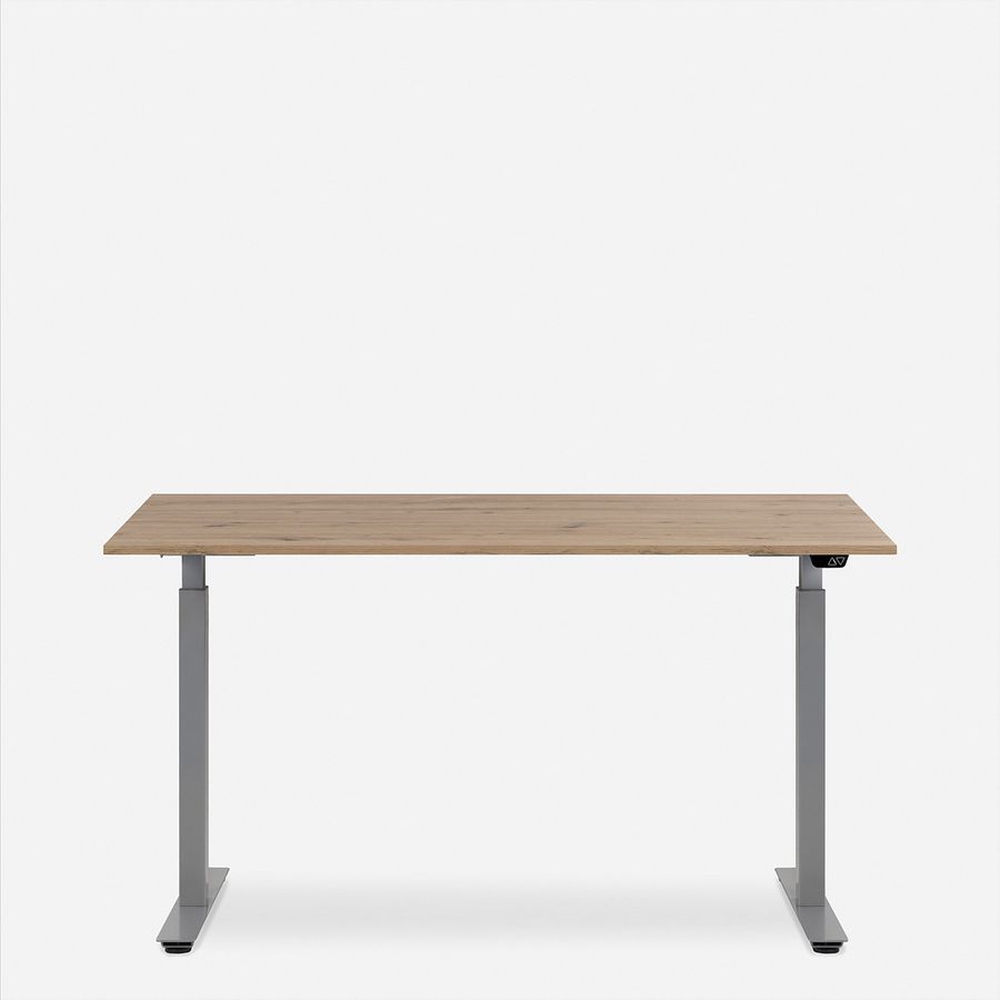 WRK21 Schreibtisch Smart 140 x 80 cm, Höhenverstellbar, Kendal Eiche / Grau