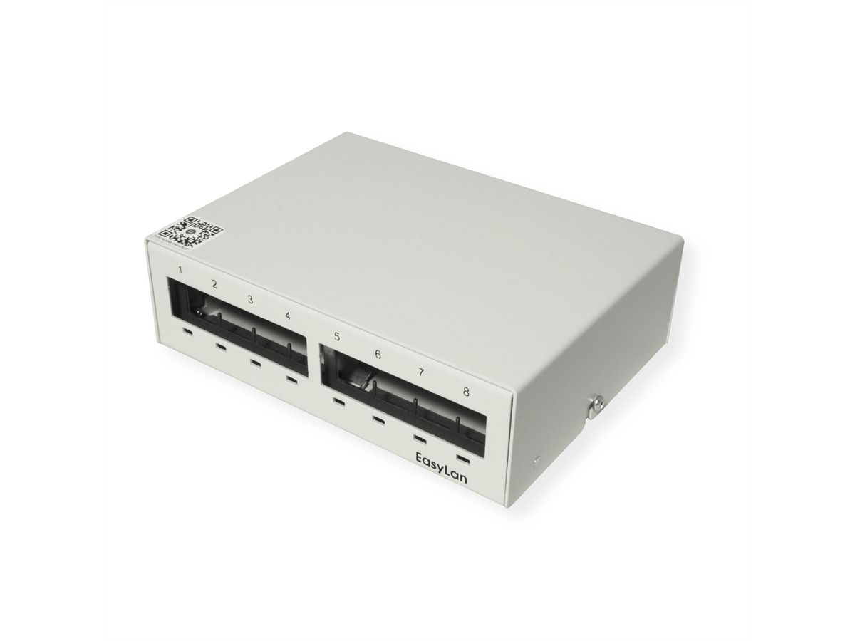 EasyLan preLink / fixLink Unterbaupanel, 8x Keystone, RAL7035