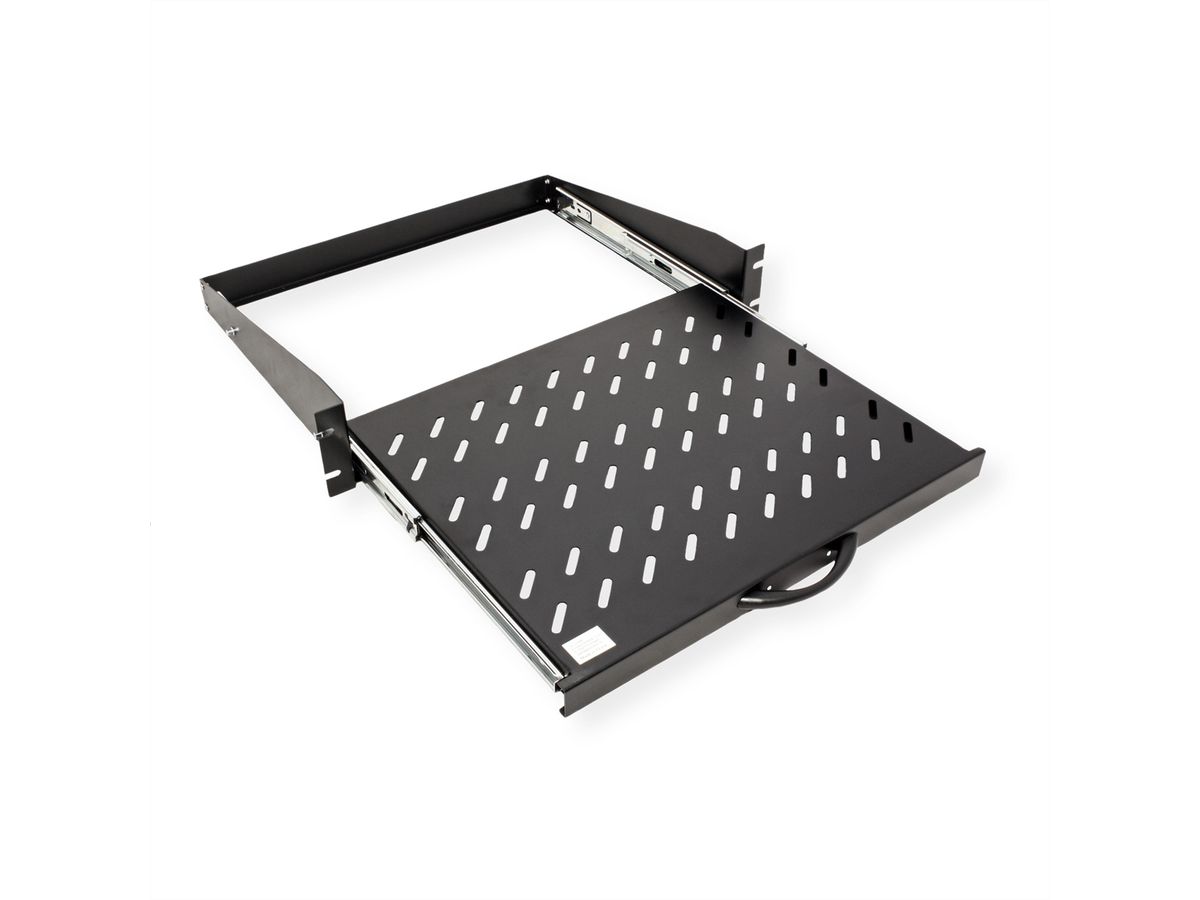 VALUE 19-Zoll-Fachboden ausziehbar, 2 HE, 404 x 350 mm, 30 kg Traglast