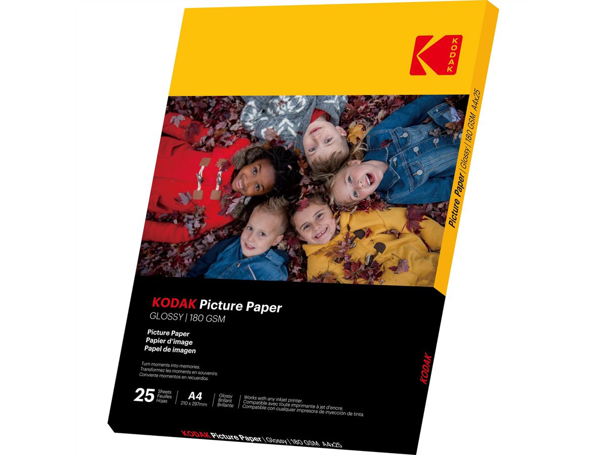 Kodak Fotopapier - 25 Blatt A4, 180g/qm, 21cm x 29.7cm, glänzend