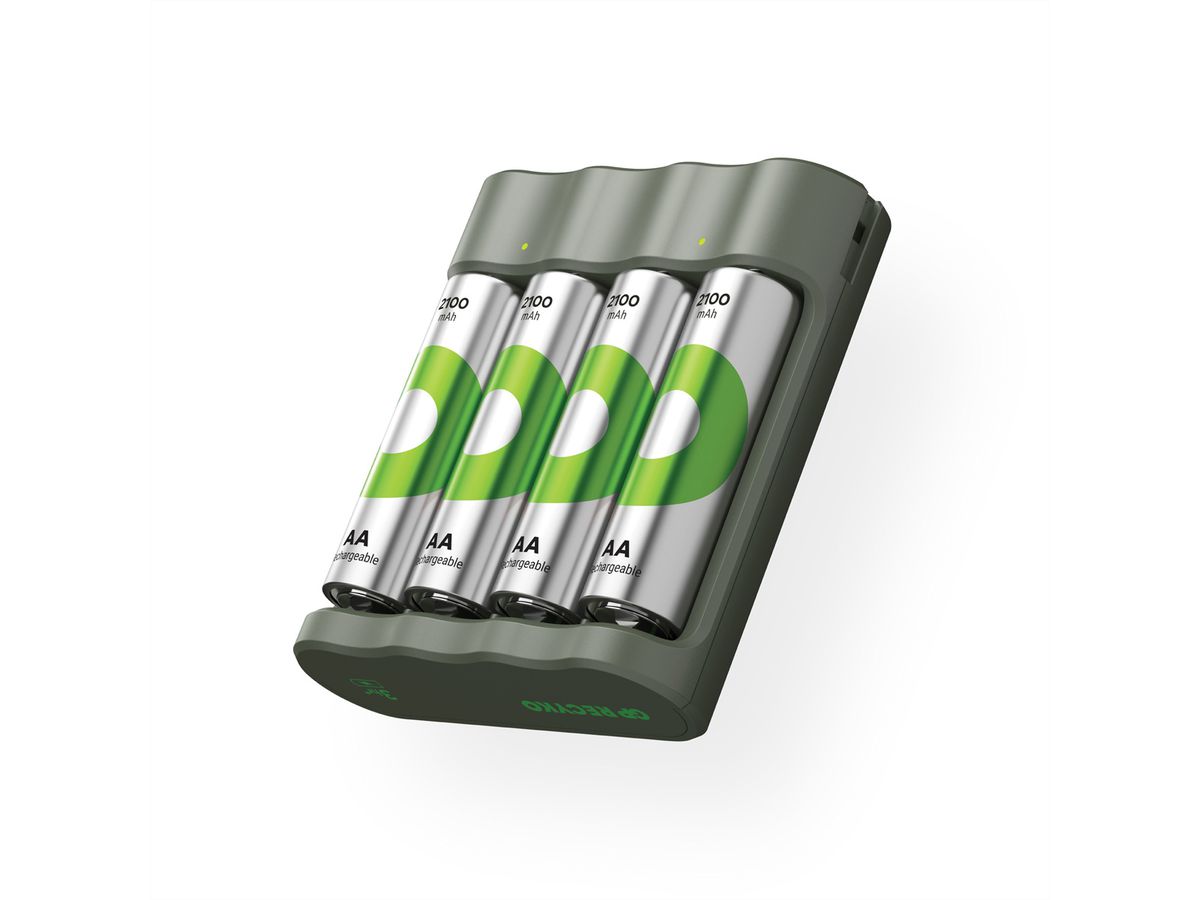 GP Batteries USB-Ladegerät GP B421, inkl. 4 x ReCyko AA 2100 mAh