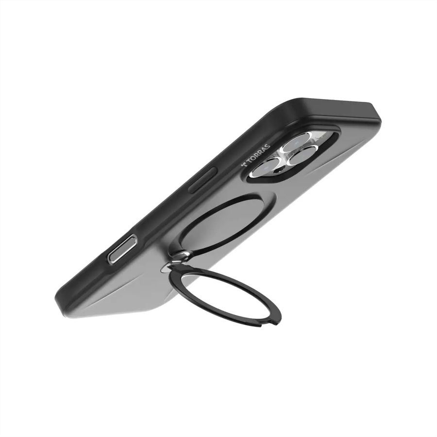 Torras Ostand 360° Spin Fusion Case, iPhone 16 pro Max, MagSafe, noir