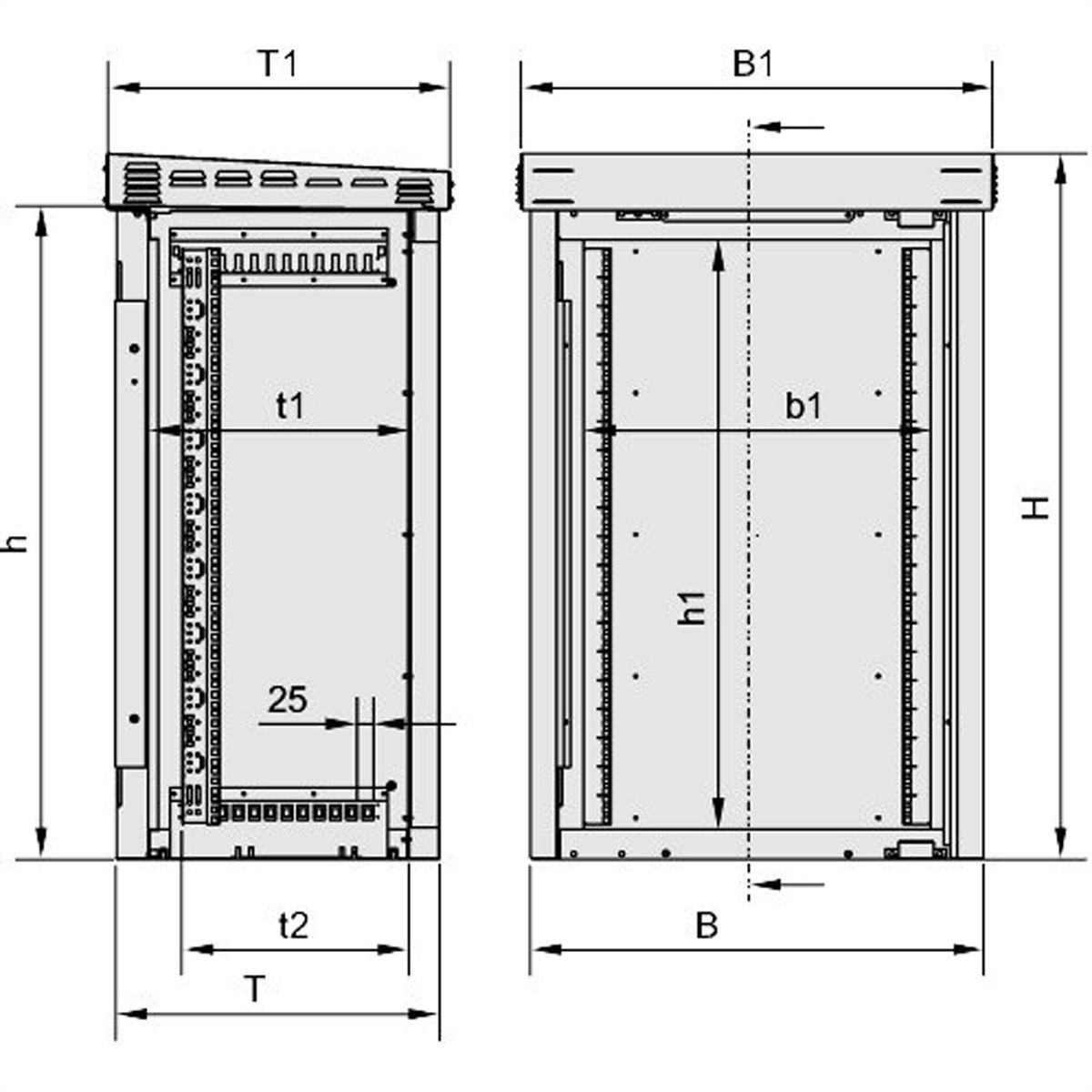 SCHROFF Armoire monobloc d'extérieur avec porte simple, 1100H 20 U, 700W 500D