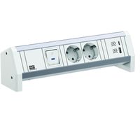 BACHMANN DESK 2xCEE7/3 1xcommutateur 1xUSB A/C 22W GST18 RAL9010