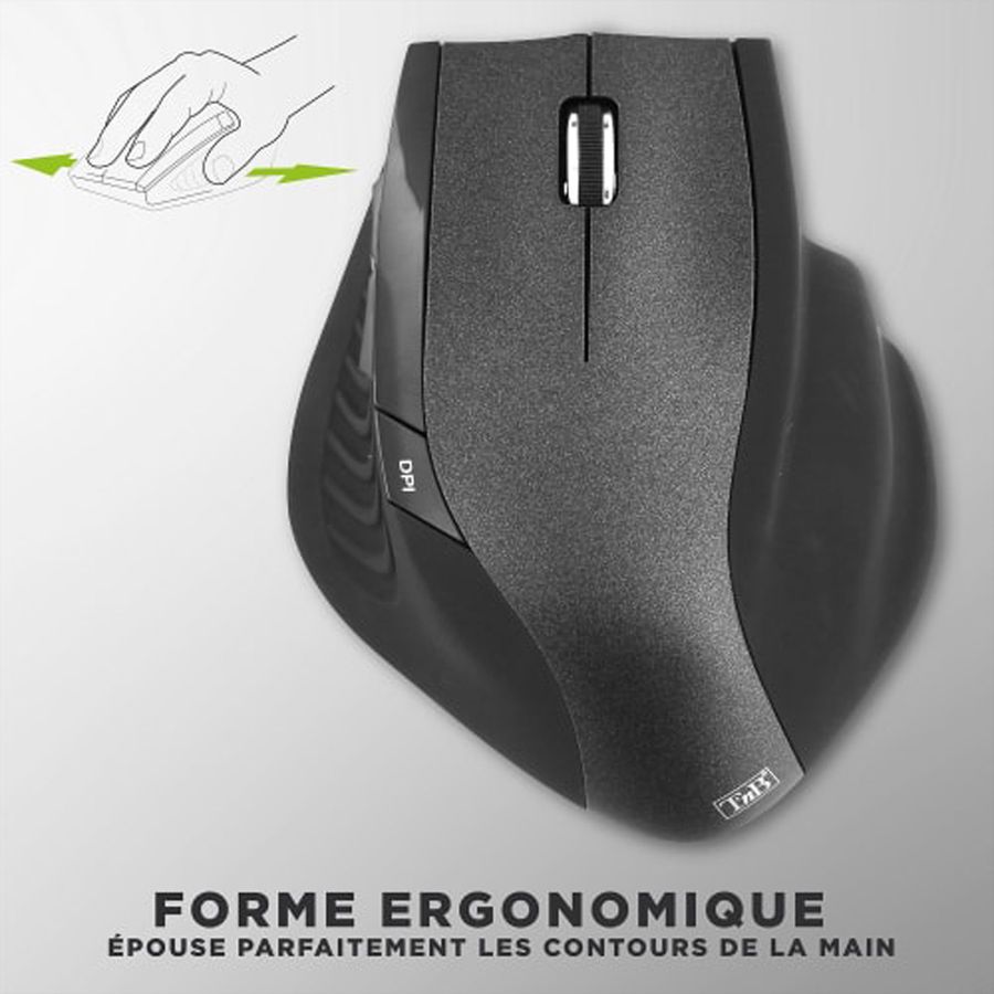 T’nB ergonomische kabellose Maus, Schwarz
