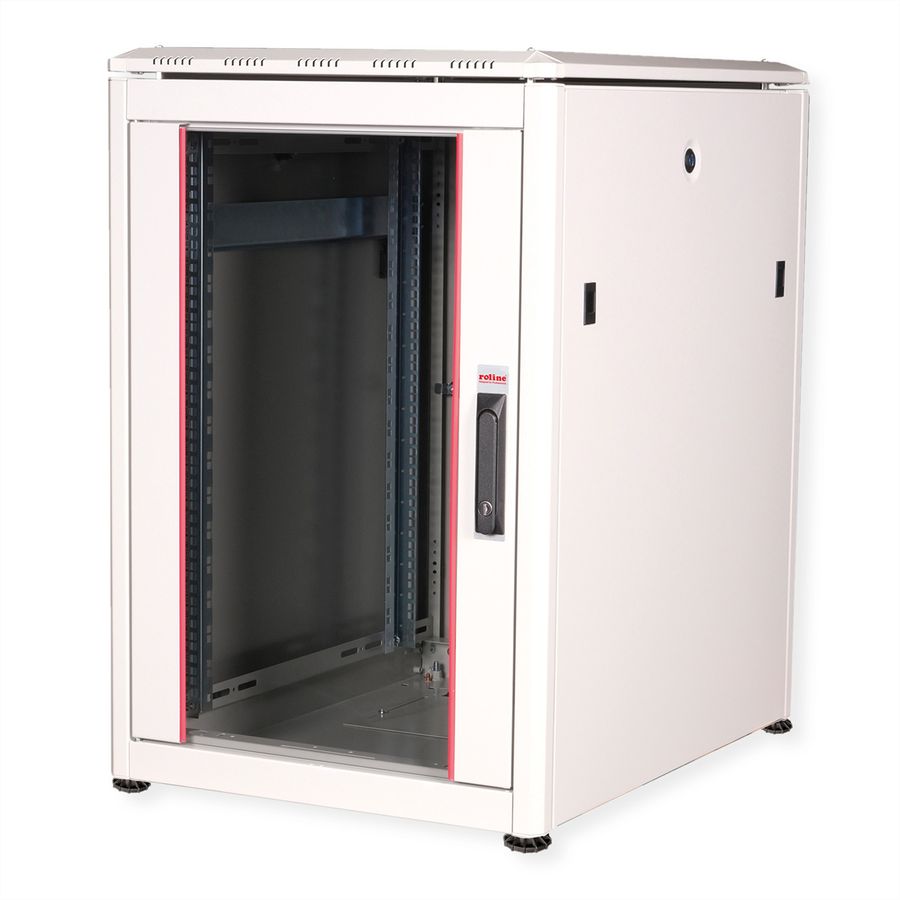 ROLINE 19" Baie réseau Pro 16U, 600x800 LxP Porte verre gris