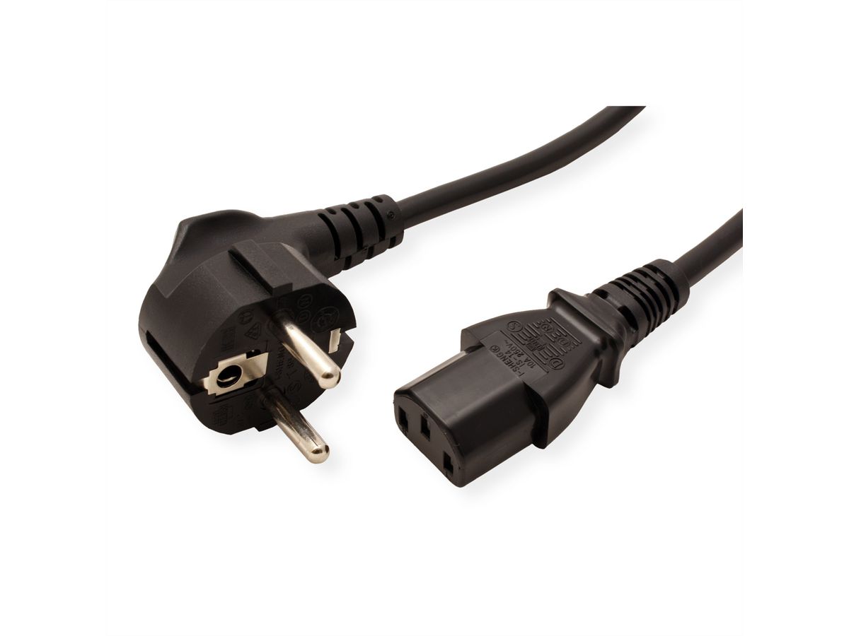 VALUE Netzkabel, gerade IEC-Buchse, schwarz, 0,6 m